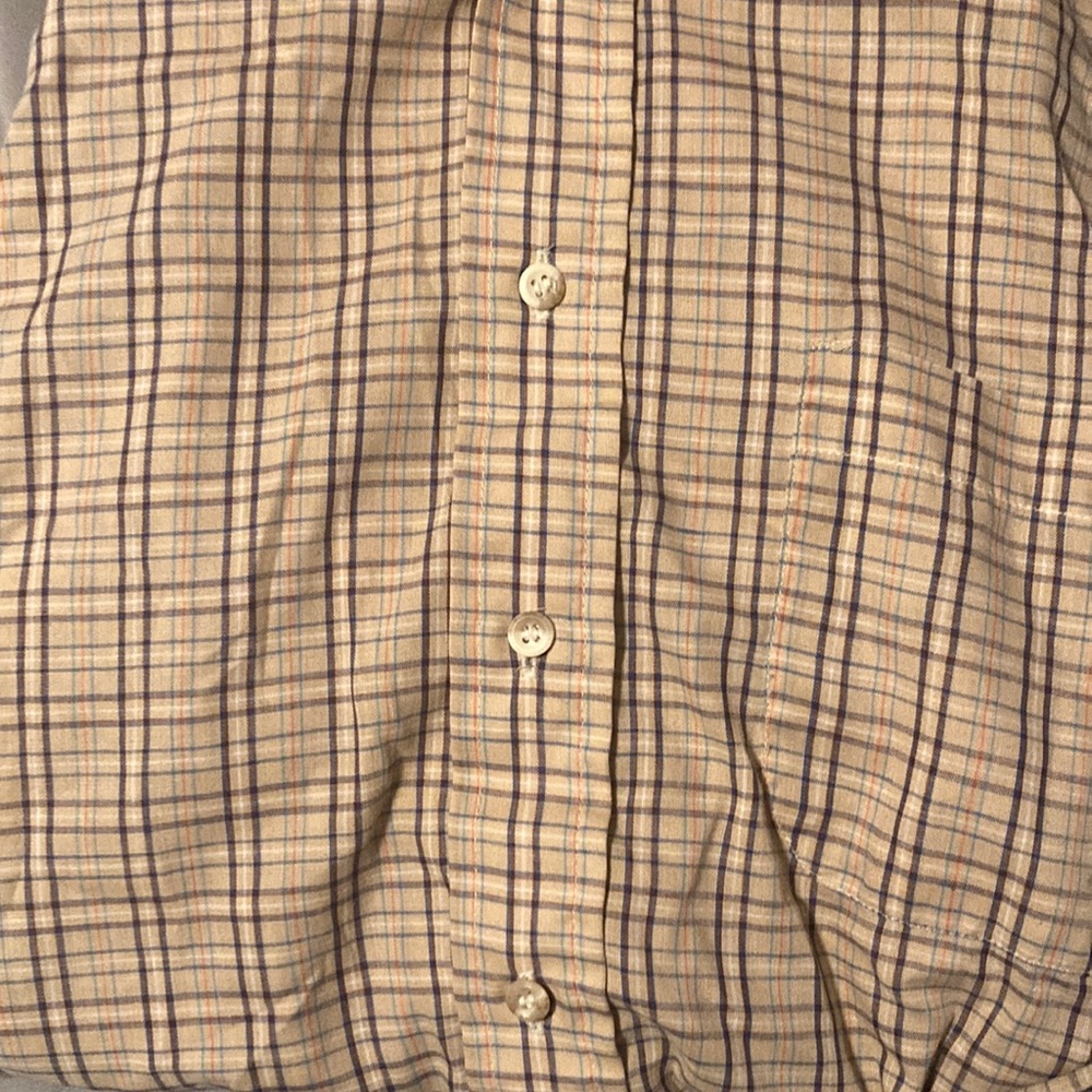 Classic Tan Plaid Button-Down Shirt - Picture 4 of 4